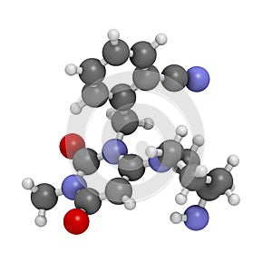 Alogliptin diabetes drug molecule. Belongs to dipeptidyl peptidase 4 (DPP-4) or gliptin class of antidiabetic medicines