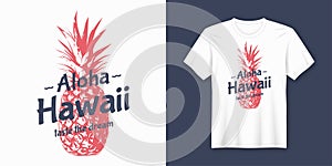 Aloha Hawaii. Stylish t-shirt and apparel modern design with pin photo