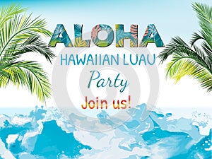 Aloha, Hawaiian Party Template Invitation photo