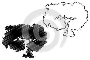 Alon island Republic of Finland map vector illustration, scribble sketch AlÃ¶n map