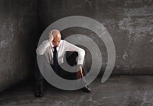 Alone desperate businessman. solitude and failure concept