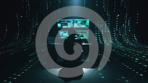 Alone hacker in dark space