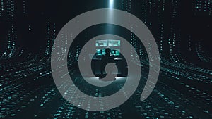 Alone hacker in dark space