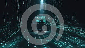 Alone hacker in dark space