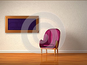 Alone luxurious chair with frame in room