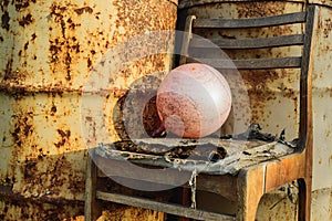 Alone on the old rusty background hopelessness concept