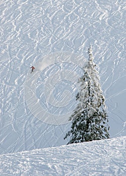 Alone on the ski slope