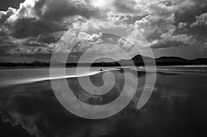 Alone on the surf beach, Lanzarote