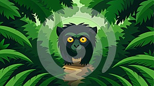 Along a mosscovered path a pair of inquisitive eyes peer out from the dense foliage revealing the presence of a photo