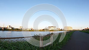 Along the Nakagawa River, Katsushika-ku, Tokyo, Japan.