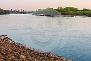 Along river bank at daybreak in south saint paul