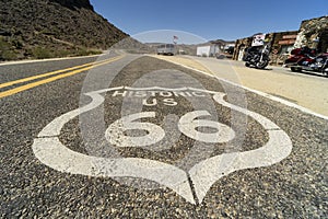 Along the route 66, symbol painted on the asphalt of the route