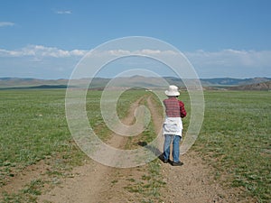 Along the silent road of the unknown steppe, Arkhangai, Mongolia.