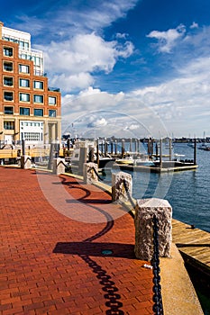 Along the waterfront at Rowes Wharf, in Boston, Massachusetts.