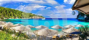 Alonissos island - beautiful beach Milia with turquoise sea,Greece.