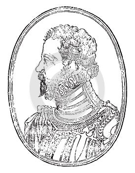 Alonso de Ercilla y Zuniga, author of the poem the Araucana, vintage engraving