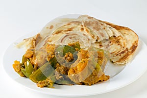 Aloo capsicum curry and paratha side view