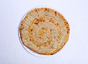 aloo naan served in dish isolated on grey background top view of pakistani food