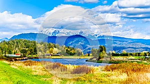 The Alouette River seen from the at the Pitt Polder near Maple Ridge in British Columbia