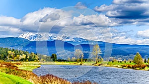 The Alouette River seen from the at the Pitt Polder near Maple Ridge in British Columbia