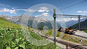 Alp Grum railway station is situated on the Bernina Railway