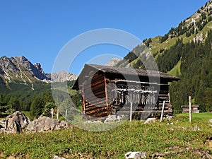 Alp hut in the Raetikon mountains