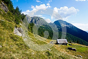 Alp near Fusio in front of Pizzo Campo Tencia mountain range