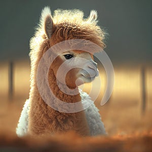 Alpaca animal closer view Generative AI