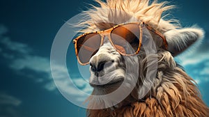 Alpaca And Camel: Sunglasses, Sky, And Retro Glamor