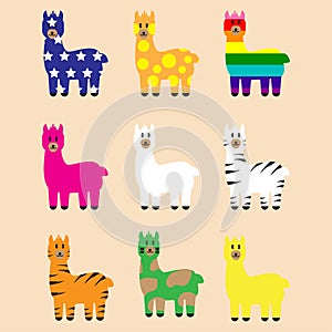 The alpaca vector bundle set for wildlife concept photo