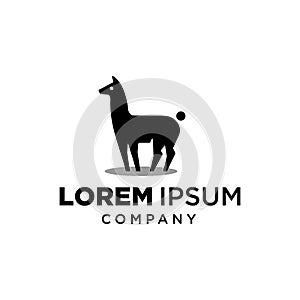 Alpaca llama animal logo icon design silhouette illustration vector isolated on white background