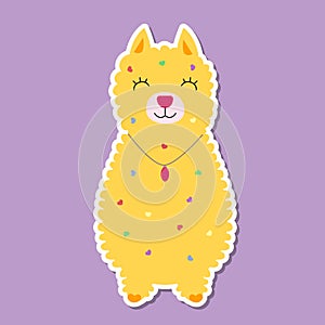 Alpaca llama wearing a necklace cute sticker