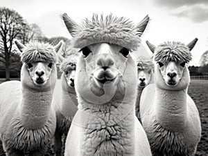 Ai Generated illustration Wildlife Concept of Alpaca Llamas