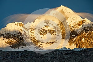 Alpamayo Peak in Huascaran National park in Peru photo