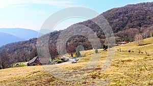 Alpe Vicania montane meadow in early spring, Vico Morcote, Switzerland