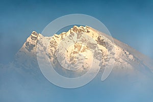 Alpenglow on summit of Watzmann mountain