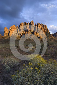 Alpenglow upon Superstition Mountains, Arizona