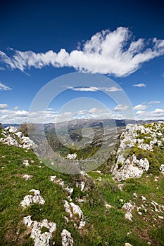 Alpes Maritimes landscape, hiking from the village of Courmes, summer time mountain view