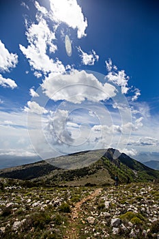 Alpes Maritimes landscape, hiking from the village of Courmes, summer time mountain view