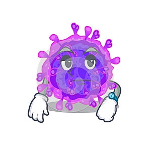 Alpha coronavirus on waiting gesture mascot design style