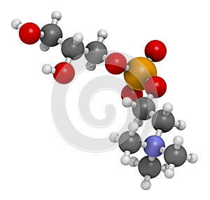 Alpha-GPC L-Alpha glycerylphosphorylcholine, choline alfoscerate molecule. 3D rendering. Atoms are represented as spheres with.