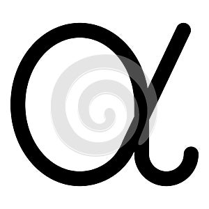 Alpha greek symbol small letter lowercase font icon black color vector illustration flat style image