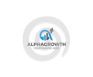 Alpha and Growth Symbol Logo Template. Graph Chart and Alfa Vector Design photo