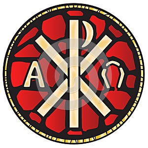 Alpha Omega Stain Glass Window.