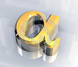 Alpha symbol in gold (3d)