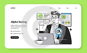 Alpha testing technique web banner or landing page. Software testing methodology