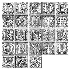 Alphabet from 16th century photo