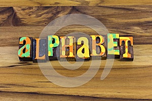 Alphabet abc education learning english language knowledge letterpress