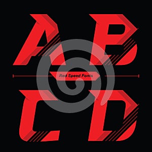 Alphabet Abstract Red Speed style in a set ABCD