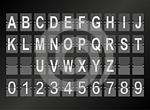 Alphabet in airport arrival and departure display style template.